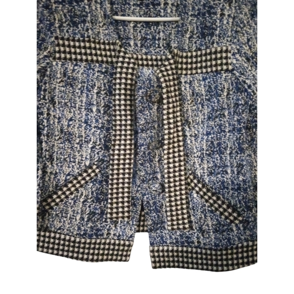 Cabi Tweed Reina 21 Club Blue/White/ Checkered Accented Jacket Blazer Unique XS - Picture 9 of 12